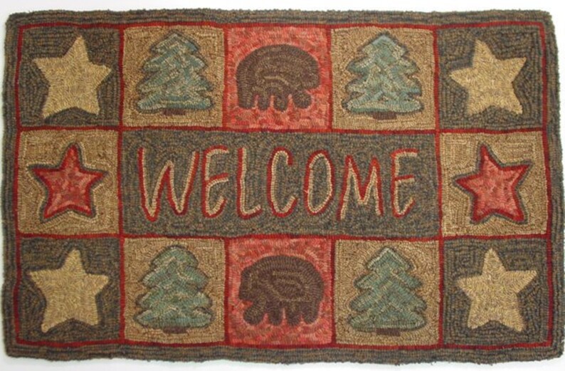 Welcome Rug Patterns Rug Hooking PATTERN, Northwoods Welcome 22