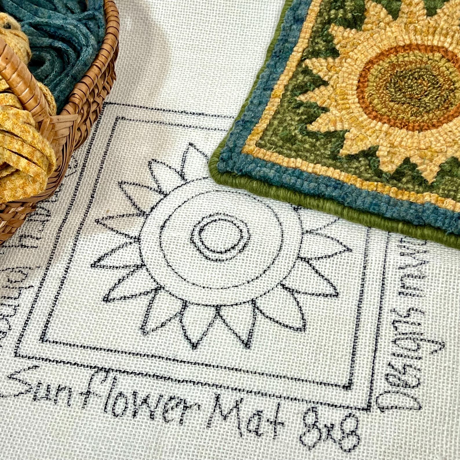 Rug Hooking KIT, Sunflower Mat 2, 8" X 8", K138, DIY Primitive Hooked ...