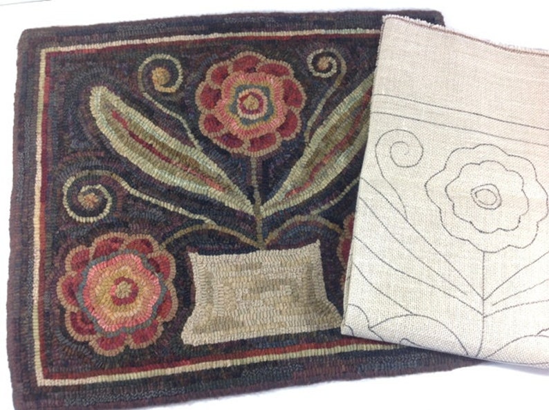 Rug Hooking PATTERN Flower Basket Trio 18 X 22 Etsy