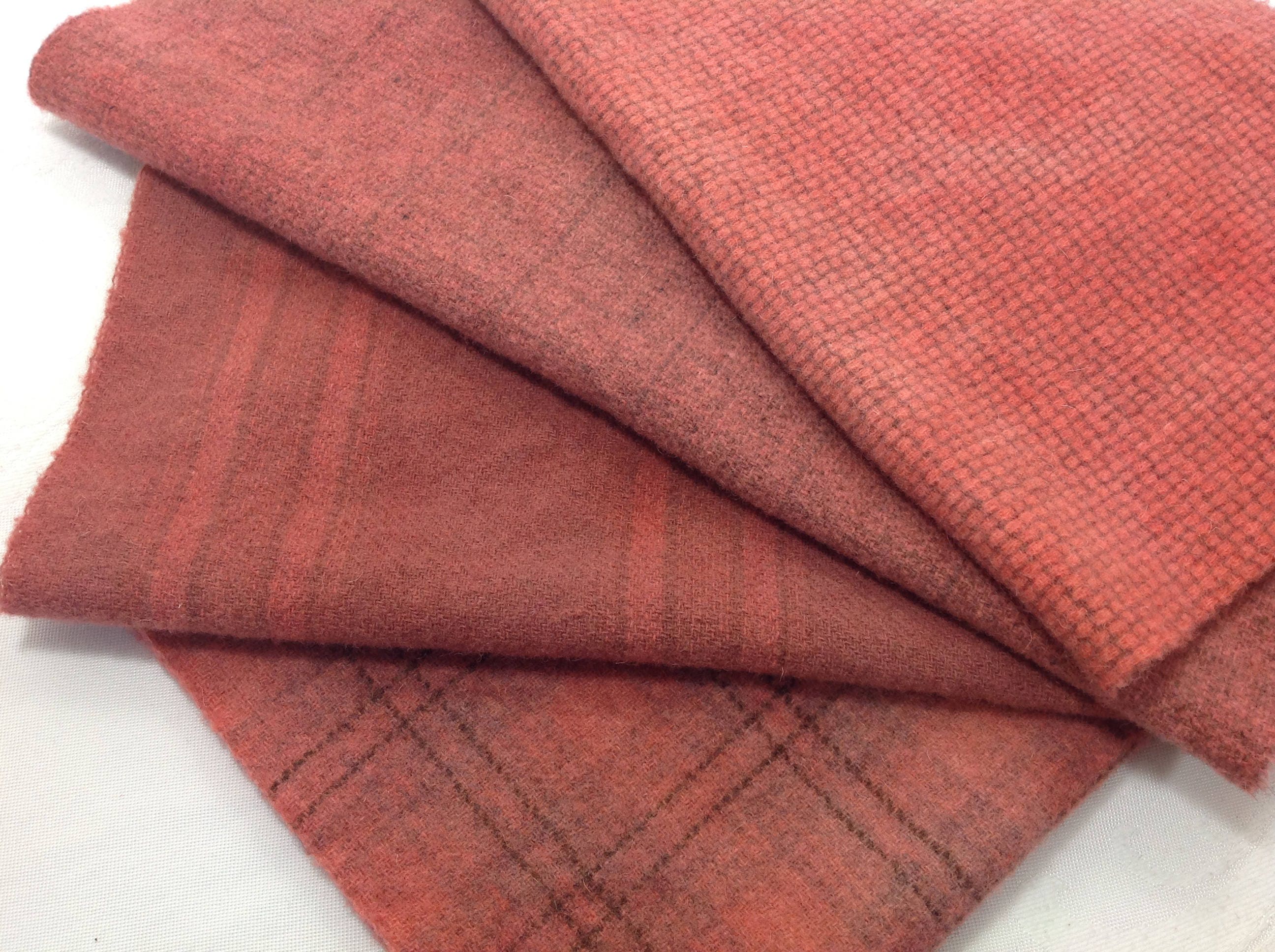 Dusty Roses, 4) Fat 1/8ths, Hand Dyed Wool Fabric W372, Old Rose