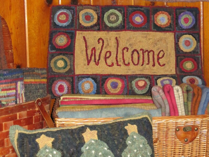 Welcome Rug Patterns Rug Hooking PATTERN, Penny Rug Welcome, 16