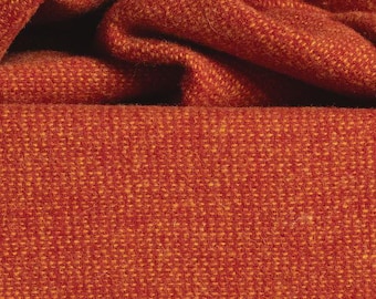Semillas de tomate, tela de lana teñida en fábrica para tapicería y aplicaciones, W774, lana de rayas rojo anaranjadas.