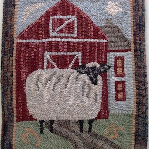 Rug Hooking PATTERN, Annabelle the Wandering Sheep, 14&quot; x 18&quot;, P107, DIY Primitive Folk Art Sheep Design