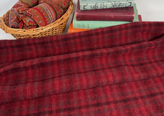 James Jellies, a mill dyed wool fabric for Rug Hooking and Appliqué, W777, deep rich red check