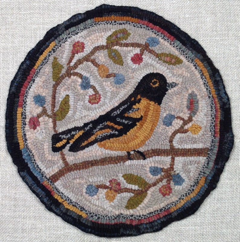 Rug Hooking KIT Oriole Chair Pad or Table Mat 14 Round Etsy Canada