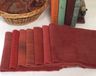 Texturas de rosa rústica, 7) dieciseisavos de pulgada, lana teñida a mano para tapices y apliques, W631, rosa primitiva, coral empolvado, salmón apagado