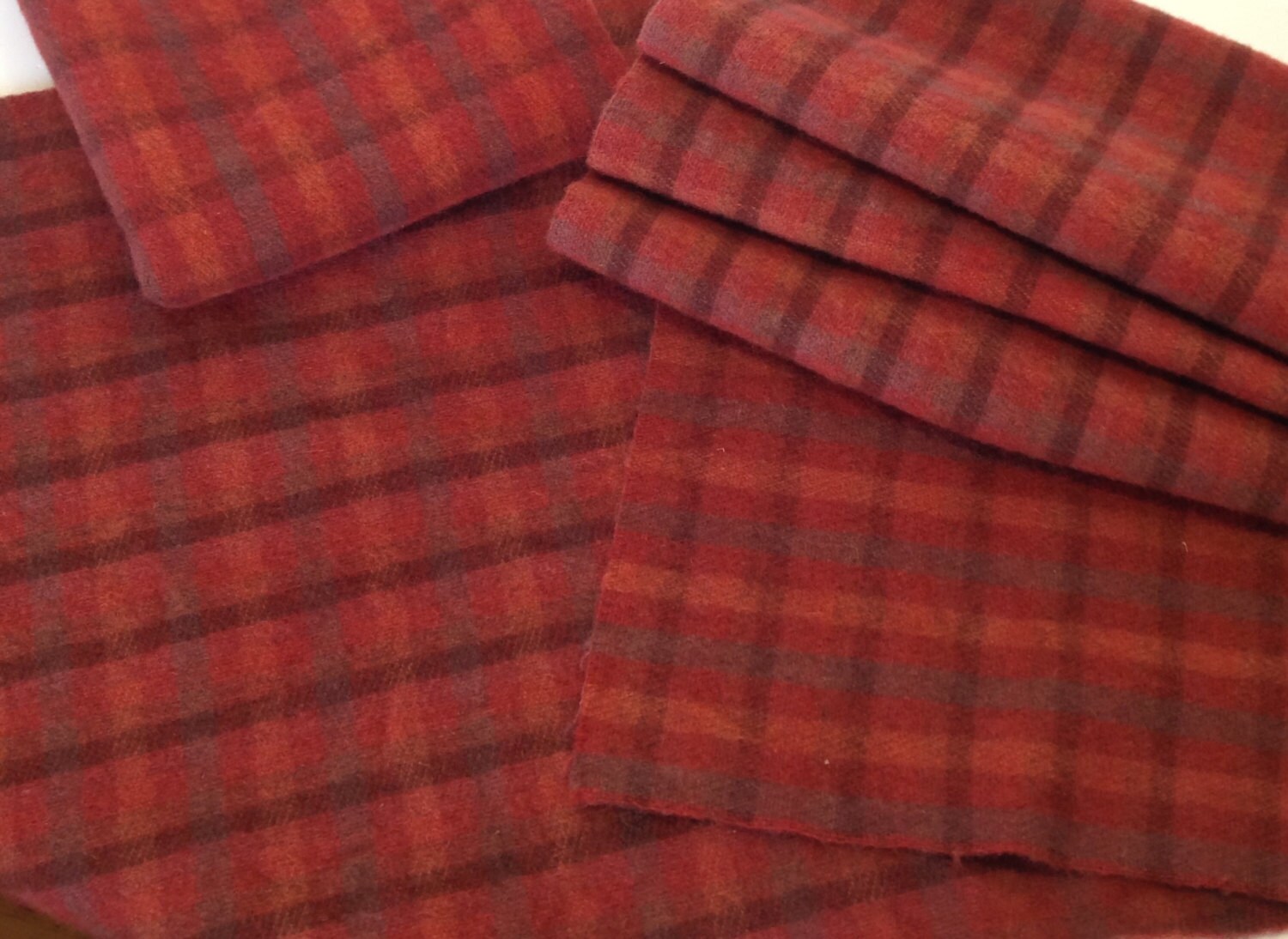 Cheerful Red Plaid, 1) fat quarter yard, Hand Dyed Wool Fabric, W270 ...