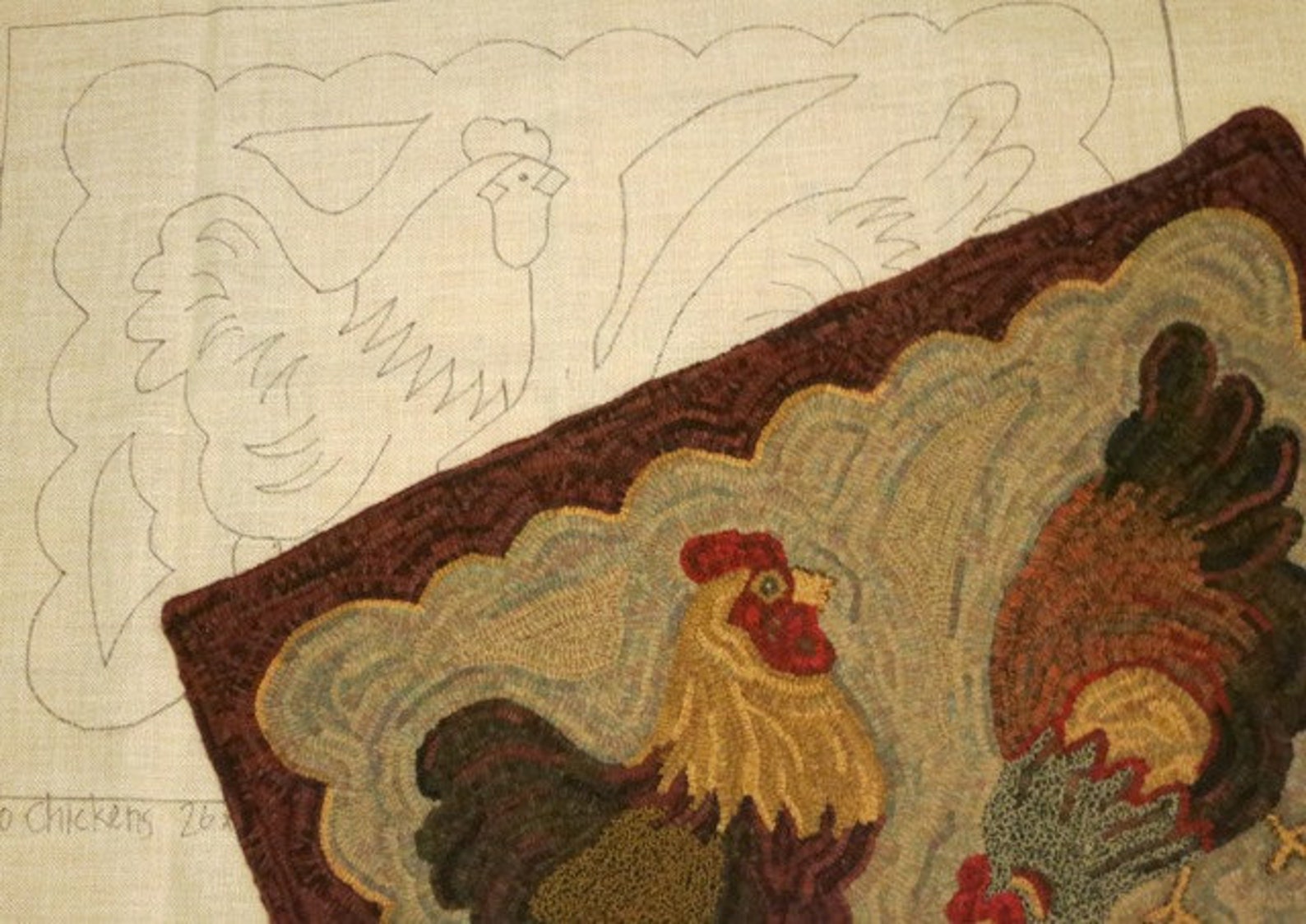 Rug Hooking PATTERN Two Chickens 26 X 38 P162 Etsy