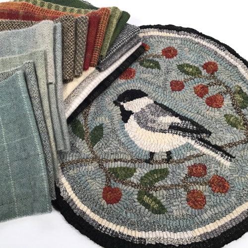 Rug Hooking KIT Black Capped Chickadee Chair Pad or Table Mat Etsy