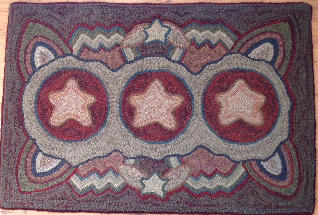 Rug Hooking PATTERN, Primitive Stars, 24