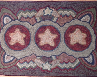 Rug Hooking PATTERN, Primitive Stars,  24" x 36", P106, DIY Primitive Rug Hooking, Wide Cut Rug Hooking