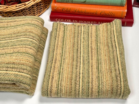 Coleslaw, a mill dyed wool for rug hooking and appliqué, W763, light green striped wool, reversible