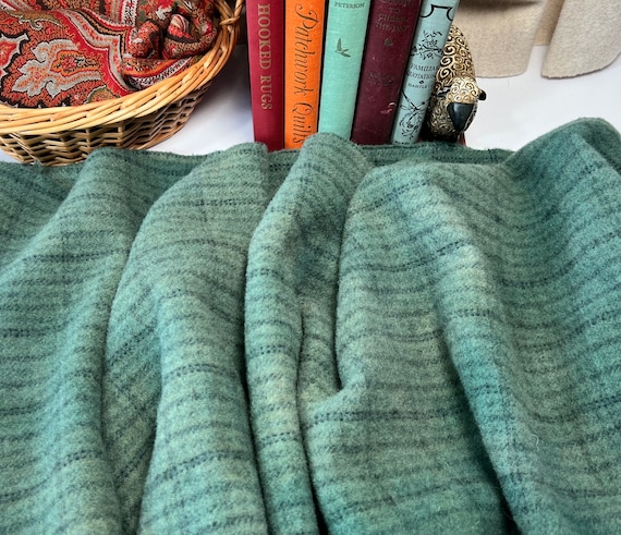 Bountiful Green, one fat quarter yard, hand dyed wool fabric for Rug Hooking & Applique, W650, reseda green, blue green