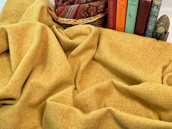 Creamed Corn, a mill dyed wool fabric for Rug Hooking and Applique, W686, bright golden yellow textured wool