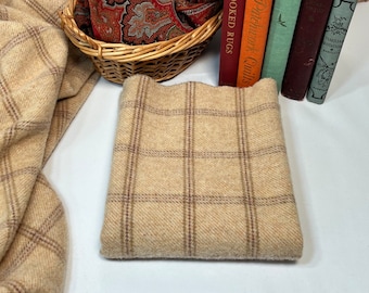 Buttermilk Plaid, a mill dyed wool fabric for Rug Hooking and Applique, W678,  Fat Quarter or Fat Eighth, creamy yellow peach background