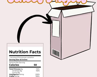 Plantilla editable de etiqueta de información nutricional para proyectos escolares, versión princesita.