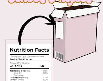 Etiqueta de información nutricional editable para caja de cereales - Proyecto escolar infantil - Pequeño Dude