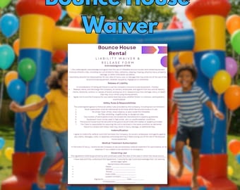 Bounce House Rental Liability Waiver – Inflatable Rental Release Form, Printable PDF