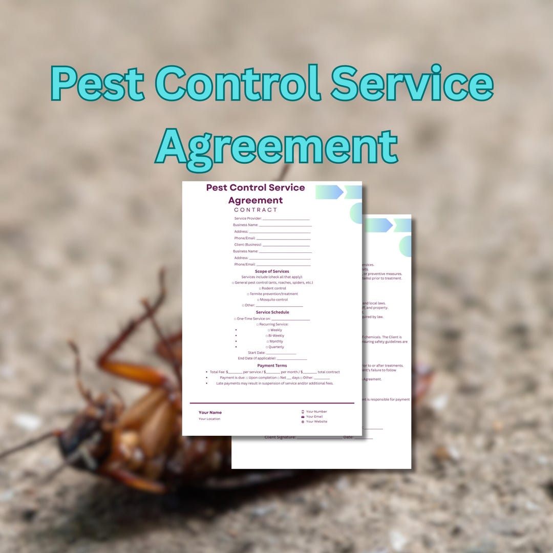 Pest Control Service Agreement - Contract - PDF - Etsy