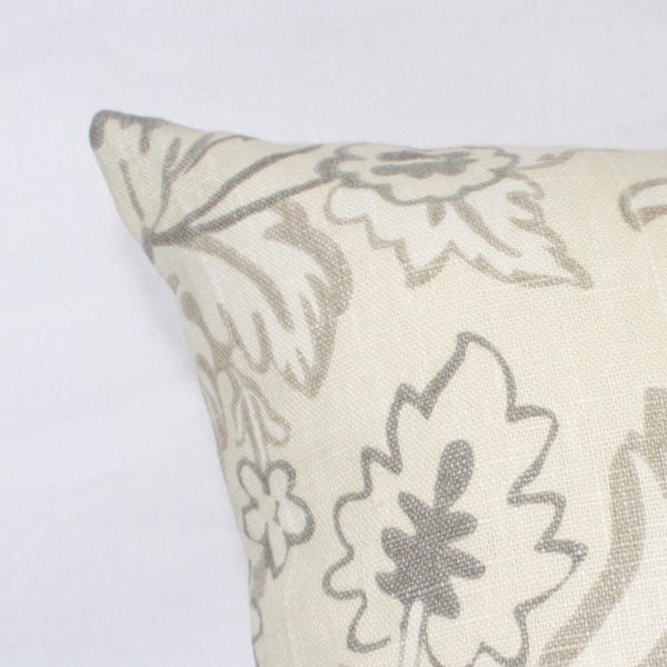 Neutral Linen Pillow Cover - Swirling Damask Portfolio Fabrics - Royale/Slate - White - Ivory - Grey - Taupe