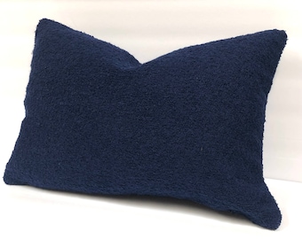 18” Navy Outdoor Pillow Covers - Slubby Terry Cloth - White Available