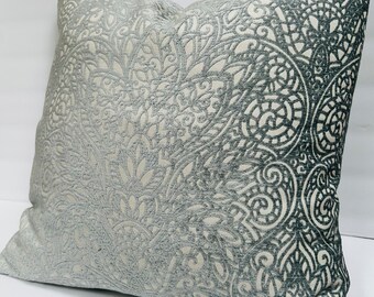 20” Gray Velvet Pillow Covers - Kravet Balsam Paisley - Grey Velvet