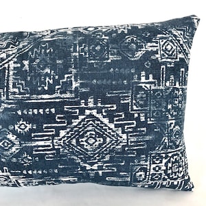 Indigo Batik Designer Pillow Cover - Midnight Blue - Ink - White - Navy - 11 x 24
