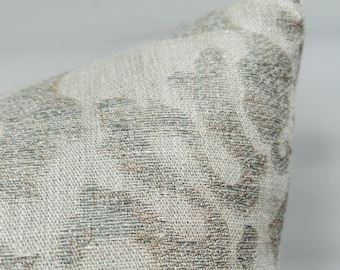15 x 25” Blue Damask Pillow Covers - Pale Blue Beige - Cowtan & Tout Rokeby Sky