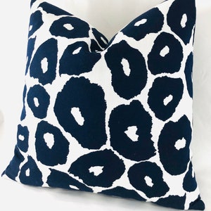 18” Blue Outdoor Pillow Cover - Navy Blue - White - Midnight Blue