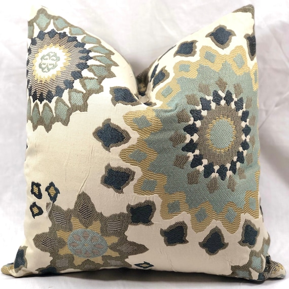 Nate Berkus Pillow Cover Marais English Garden Taupe Slate Gray Charcoal Off white Etsy
