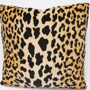Designer Pillow Cover - Jamil/Natural Animal Print - Velvet - Brown - Black - Gold
