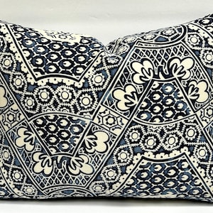 Blue and White Pillow Cover - Ralph Lauren Avignon Batik Porcelain - Block Print - 13x17”