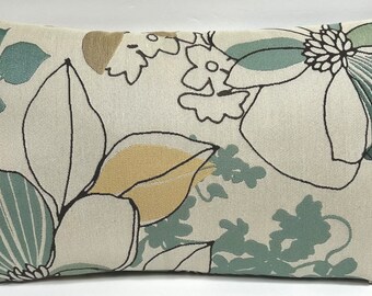 12 x 20” Floral Pillow Covers - Line Art - Blue - Green - Yellow - White