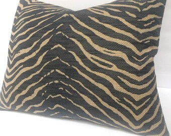 16 x 20” Charcoal Tan Animal Print Pillow Covers - Deep Charcoal - Beige