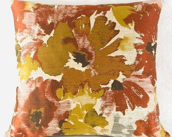 19 x 20” Floral Pillow Covers - Rust Gold Cream - Robert Allen Tudor Grove Saffron - 12 x 16” also available