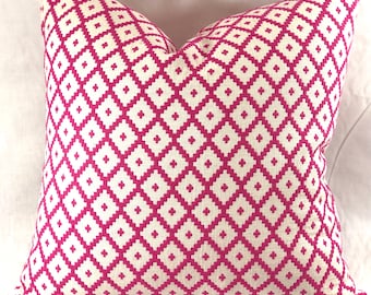 20” Pink Geometric Pillow Covers - Fuschia - White - Robert Allen Souk