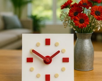 Reloj de escritorio cuadrado minimalista: elegante reloj de escritorio de PLA impreso en 3D