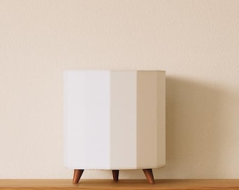 Lámpara de mesa minimalista moderna: lámpara de PLA impresa en 3D con patas de imitación madera, iluminación ecológica para el hogar.