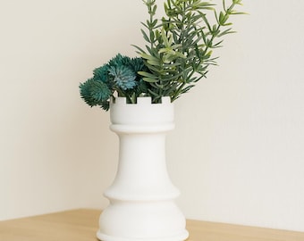 Jarrón de torre de ajedrez impreso en 3D: decoración minimalista moderna para el hogar