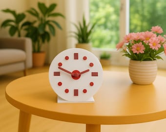 Reloj de escritorio minimalista impreso en 3D: reloj de mesa silencioso de PLA, decoración moderna para el hogar