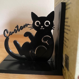 Personalized Cat Bookend: Custom 3D Printed PLA Book Holder