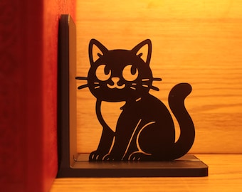 Sujetalibros de gato impreso en 3D: soporte para libros con diseño de gato negro, decoración moderna para el hogar y la oficina.