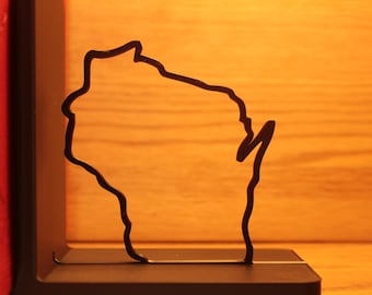Sujetalibros del estado de Wisconsin impreso en 3D: moderno soporte para libros de PLA