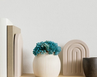 Jarrón redondo acanalado moderno: jarrón de flores PLA impreso en 3D, decoración minimalista para el hogar.