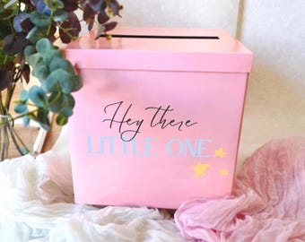 Caixa rosa personalizada para chá de bebê em formato de poço dos desejos, porta-dinheiro dobrável, nome personalizado em vinil, decoração e lembrança para quarto de bebê menina.