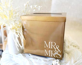 Caixa para Cartões de Casamento Poço dos Desejos Dourado, Porta-Dinheiro Sr. e Sra., Decoração de Viagem Dobrável, Placa Moderna para Recepção e Mesa de Presentes 2026