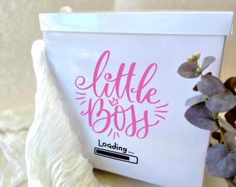 Caixa personalizada branca para chá de bebê com tema de poço dos desejos, "Pequena Chefe Carregando", porta-dinheiro dobrável, decoração rosa para quarto de bebê menina 2026