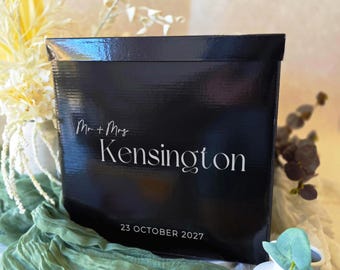 Caixa de cartão de casamento personalizada: decoração elegante para recepção, nomes e data personalizados