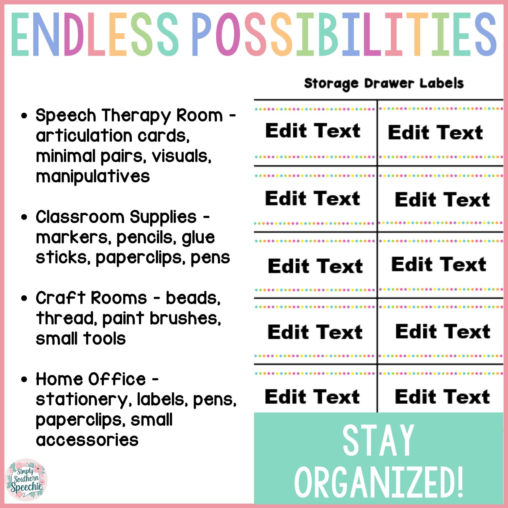 Editable Storage Labels 24-drawer Editable Storage Labels | Teacher Toolbox Labels for Teachers ...