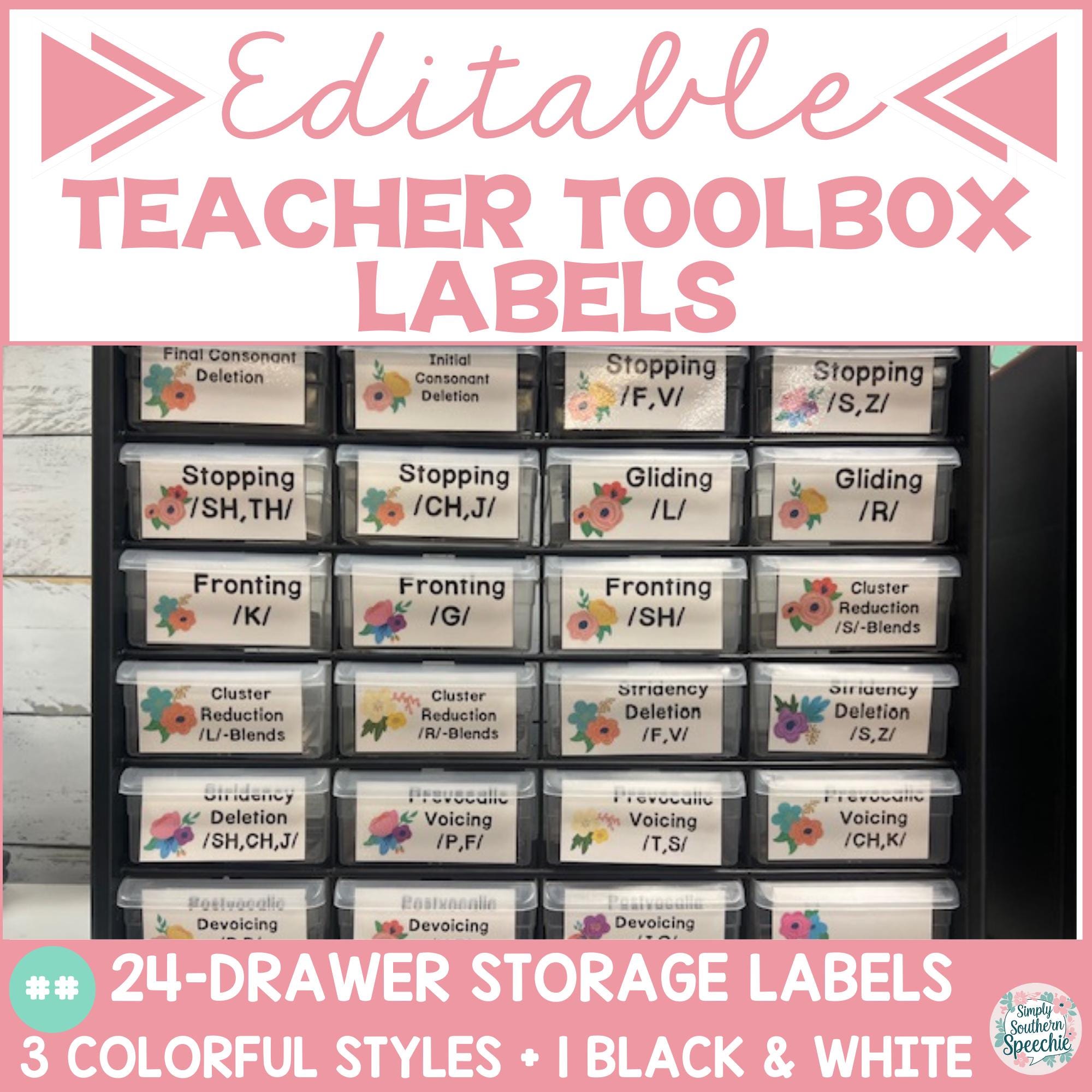 Editable Storage Labels 24-drawer Editable Storage Labels | Teacher Toolbox Labels for Teachers ...